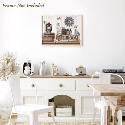 Rustikales Badezimmer Wandbild Baumwolle Blume Schmetterling 30x40cm