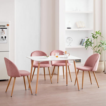 6 Esszimmerstühle Samt Rosa mit verstellbaren Schutzpolstern