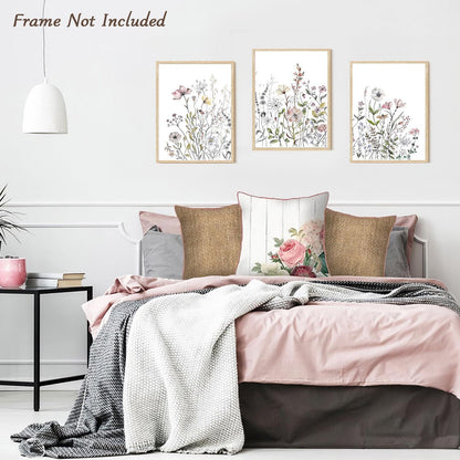 Dazzlewall Aquarell Wildblumen Leinwandbilder Set 30x40 cm