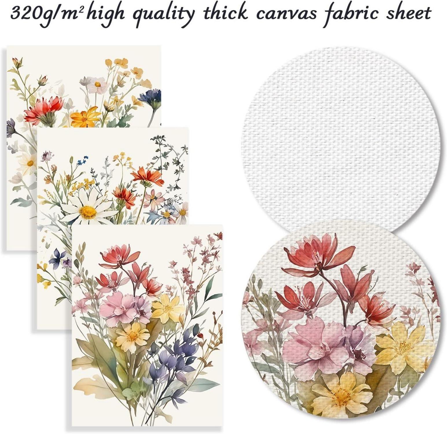 3er Set Aquarell Blumen Leinwandbilder 30x40cm ohne Rahmen