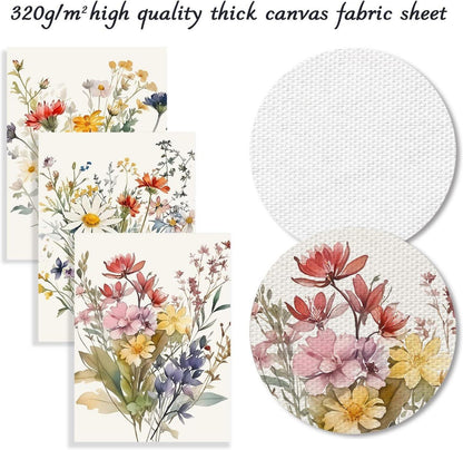 3er Set Aquarell Blumen Leinwandbilder 30x40cm ohne Rahmen