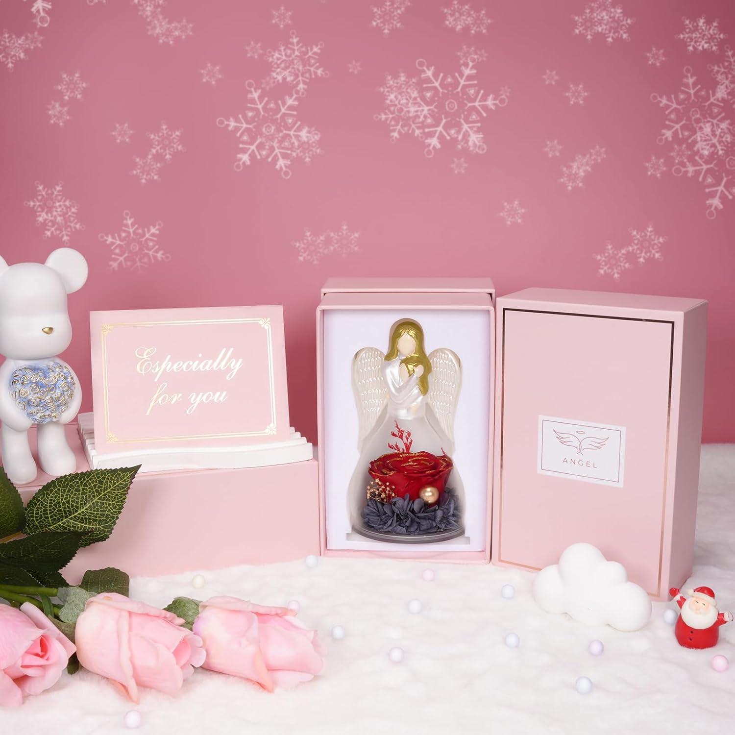 Ewige Blume Engel Figur Mutter Tochter Geschenk Rose Rot