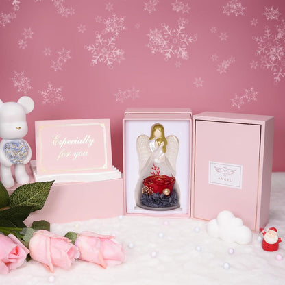 Ewige Blume Engel Figur Mutter Tochter Geschenk Rose Rot