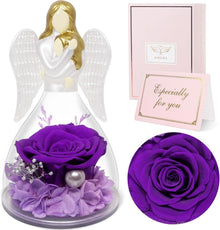 Ewige Rose Engel Mutter Tochter Statue Geschenkbox Glaskuppel