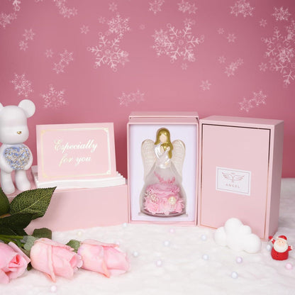 Ewige Rose Engel Statue Mutter Tochter Geschenkbox Blume Glaskuppel