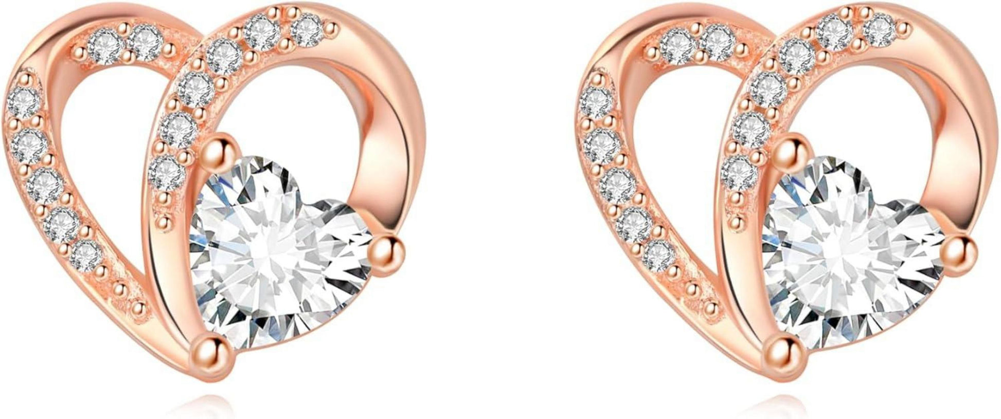 Herz Ohrringe Rosegold Silber 925 Zirkonia Damen GeschenkBoxLayout