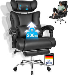 Ergonomischer Bürostuhl PU-Leder Schwarz 200KG