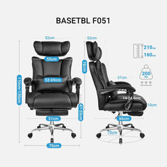 Ergonomischer Bürostuhl 200KG - Chefsessel PU-Leder