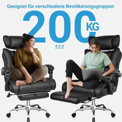Ergonomischer Bürostuhl PU-Leder Schwarz 200KG