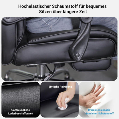 Chefsessel ergonomischer Bürostuhl mit 200KG Tragkraft und Fußstütze