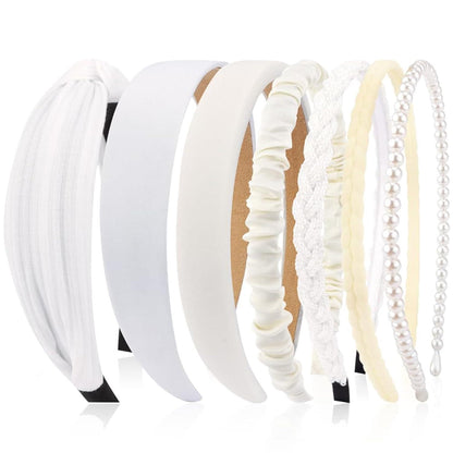 7er Set Perlen Stirnbänder Haarreifen für Damen & Mädchen