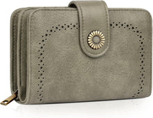 TEUEN Große Damen Geldbörse Vintage Leder mit RFID-Schutz