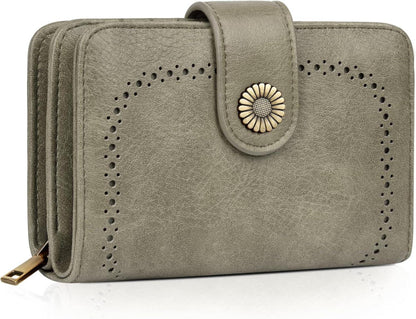 TEUEN Große Damen Geldbörse Vintage Leder mit RFID-Schutz