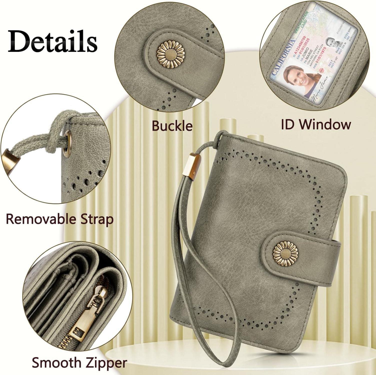 TEUEN Damen Geldbeutel Vintage PU Leder RFID Schutz Große Kapazität