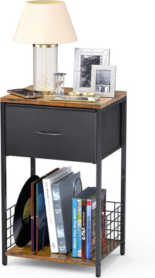 Schlafzimmer Beistelltisch mit Stoffschubladen Braun