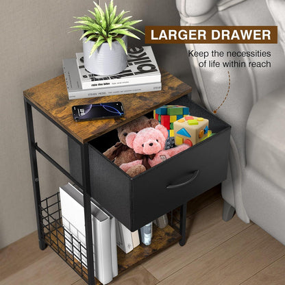 Nachttisch Nachtschrank Stoffschubladen Bücherregal Braun