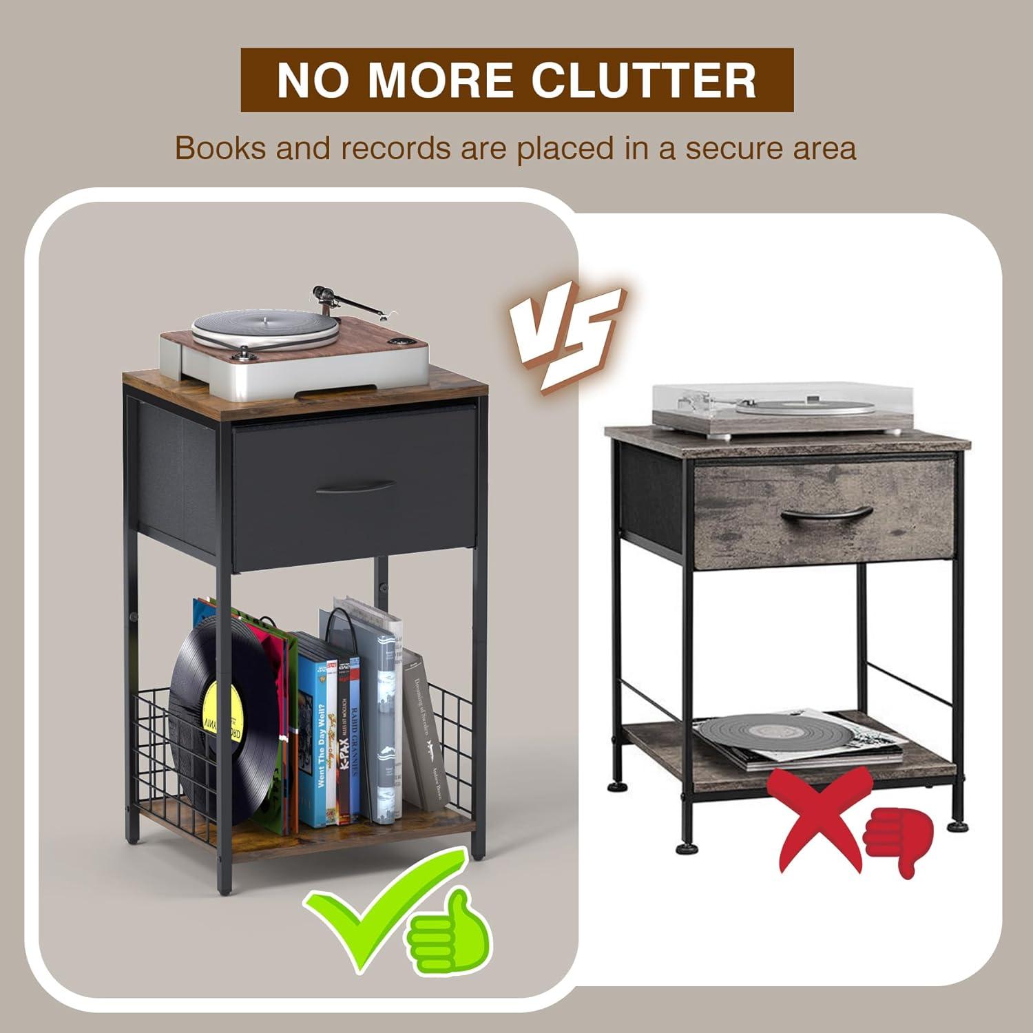 Nachttisch Nachtschrank Stoffschubladen Bücherregal Braun