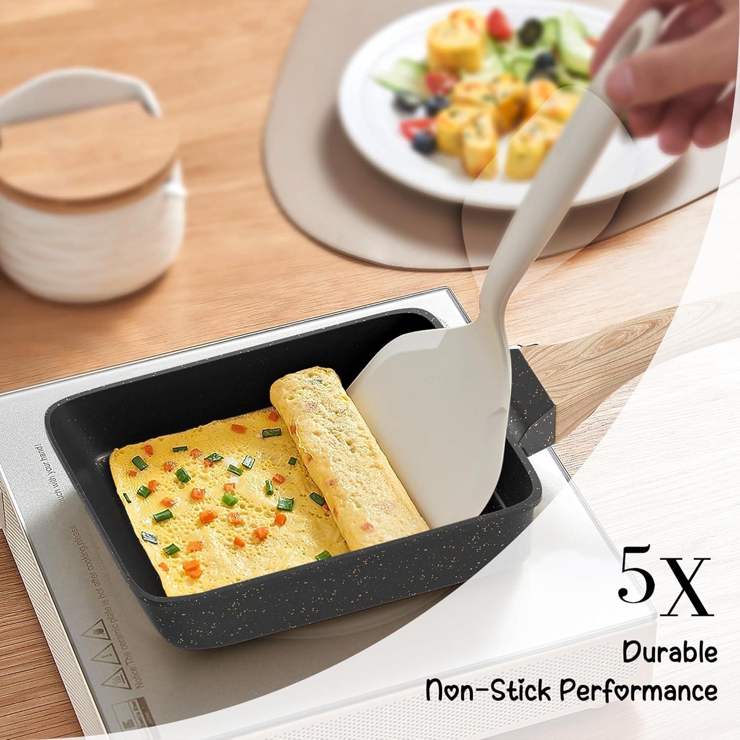 RIOVARM Induktion Tamagoyaki Antihaft-Granitpfanne, Kleine Bratpfanne, Eierpfanne