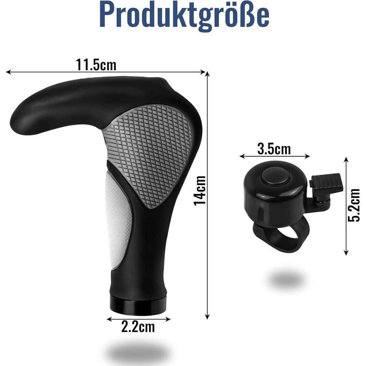 Ergonomische Fahrradgriffe mit Klingel & Werkzeug (22mm)