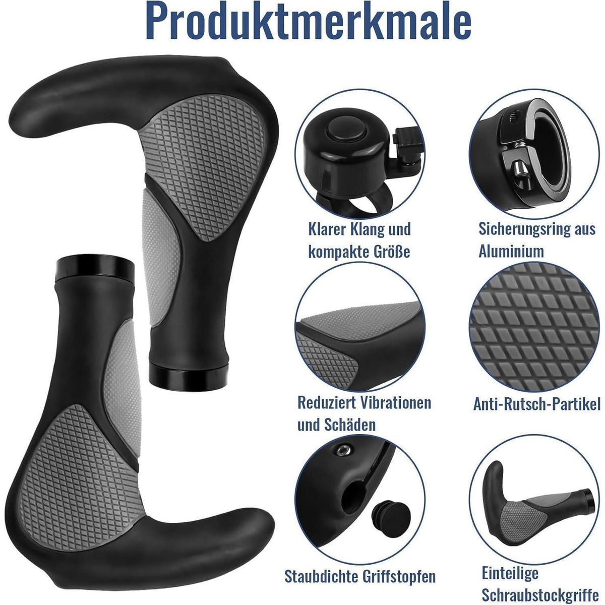 Ergonomische Fahrradgriffe mit Klingel & Werkzeug (22mm)