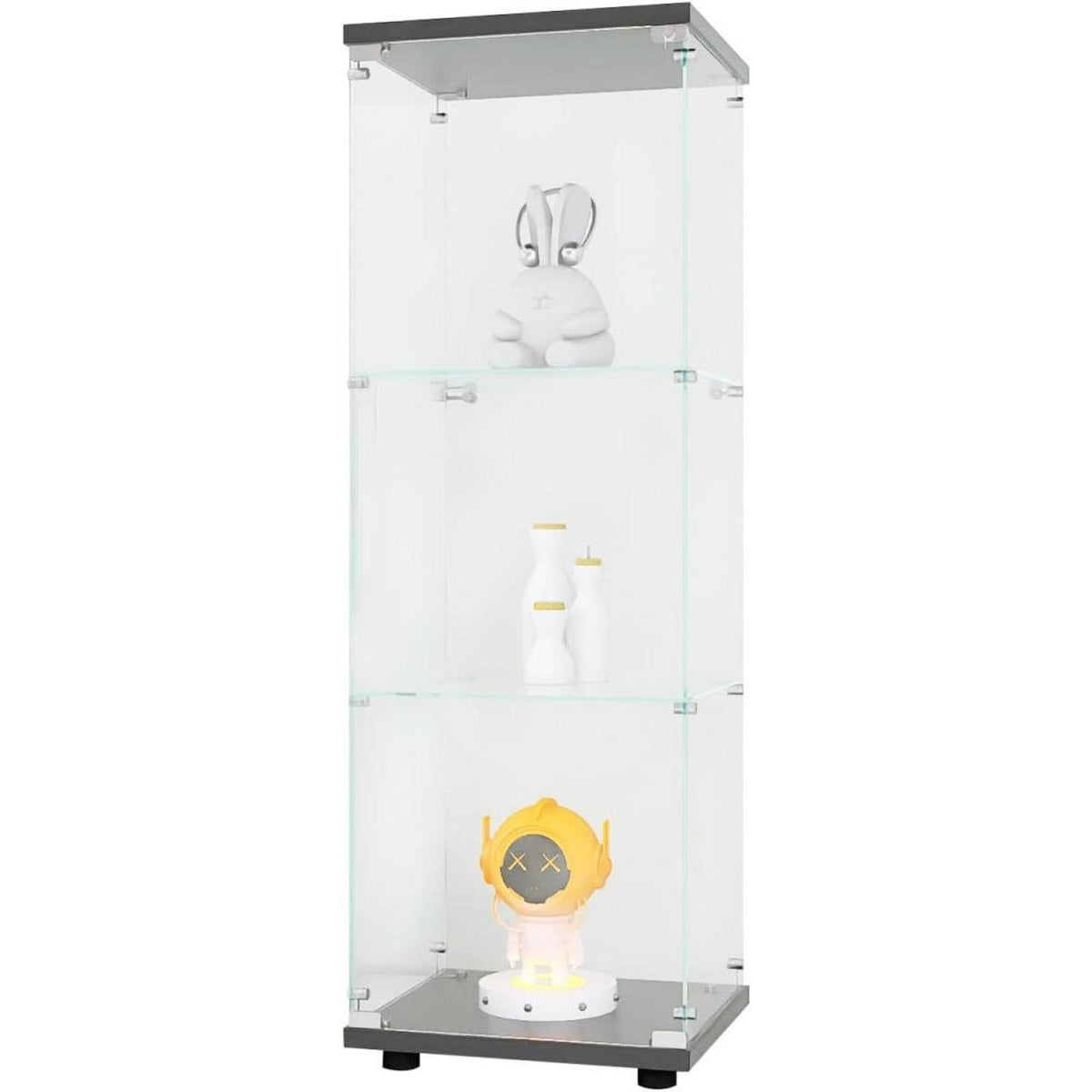 Glasvitrine mit Schloss & 3 Etagen – Schwarz