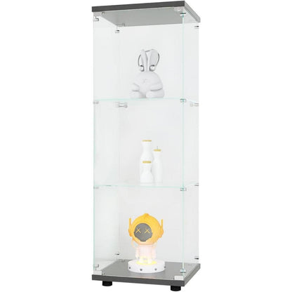 Glasvitrine mit Schloss & 3 Etagen – Schwarz