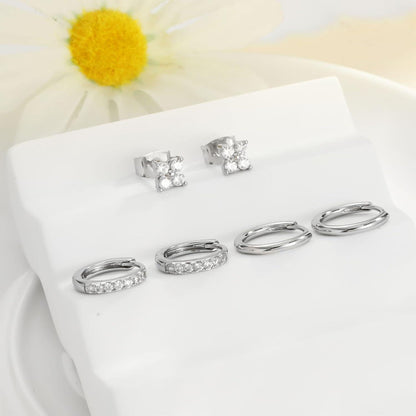FUNEIA Ohrringe Silber 925 14K Vergoldet Damen Zirkonia Creolen Gold