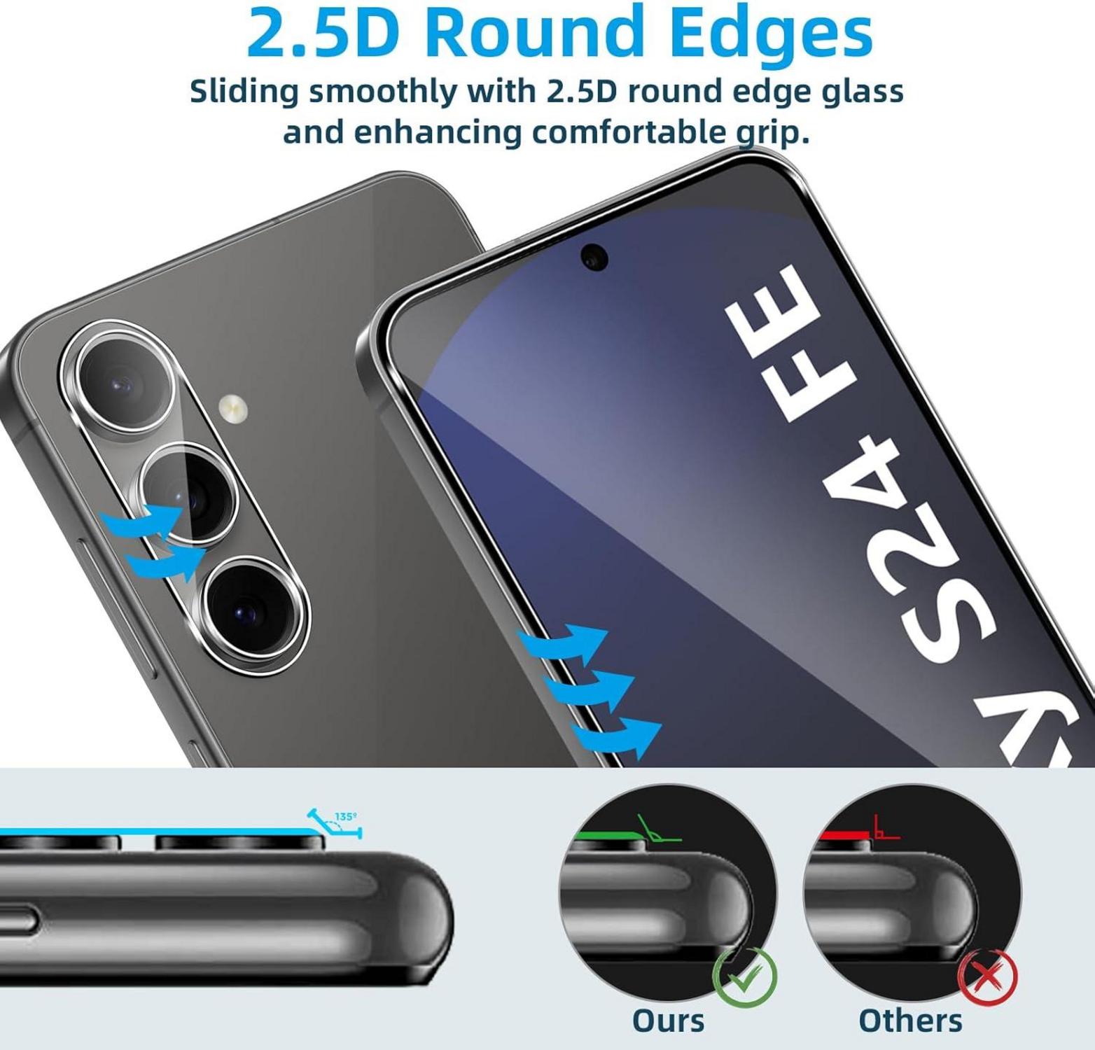 Panzerglas für Samsung Galaxy S24 FE, 2er Set Schutzfolie, 0.33mm