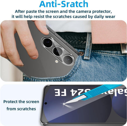 Panzerfolie für Samsung Galaxy S24 FE 2 Stück Schutzglas Kameraschutz