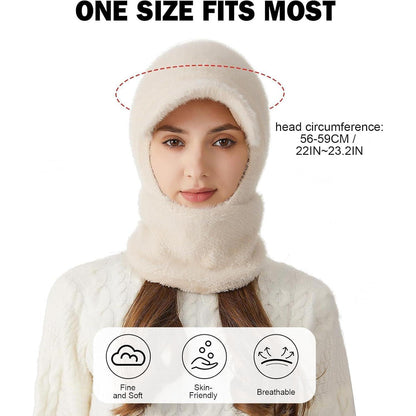 Winter Strickmütze mit Kapuze – Warm & Vielseitig Beige