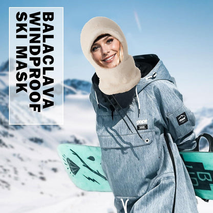 Winter Strickmütze mit Kapuze – Warm & Vielseitig Beige