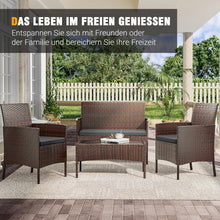 Polyrattan Sitzgruppe 4 Personen mit Tisch, Sofa, Stühlen
