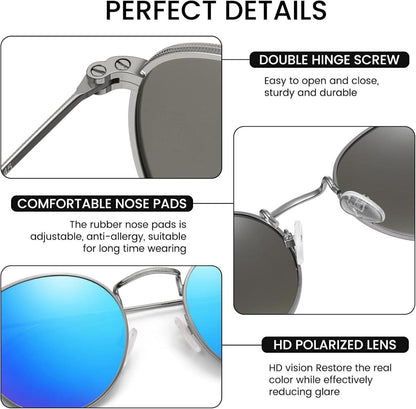 DUCO Polarisierte Vintage Sonnenbrille UV400 Schutz für Männer Frauen