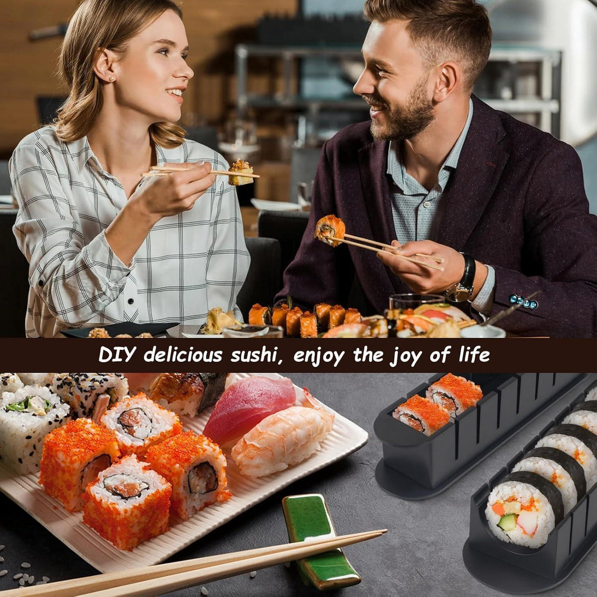Sushi Maker Set für Anfänger, 20-teilig, Schwarz