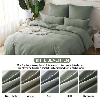 Satin Bettwäsche Set 135x200 GrauSage, 4-teilig, Baumwolle
