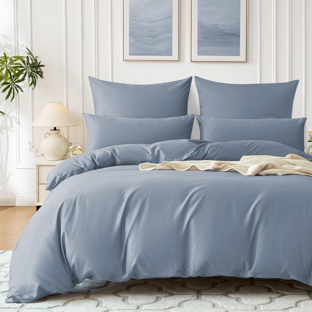 Satin Bettwäsche Set 220x240 Baumwolle AshleyBlau