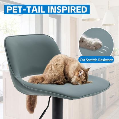 YOUNIKE Barhocker 2er Set, Höhenverstellbar & Drehbar, Graugrün