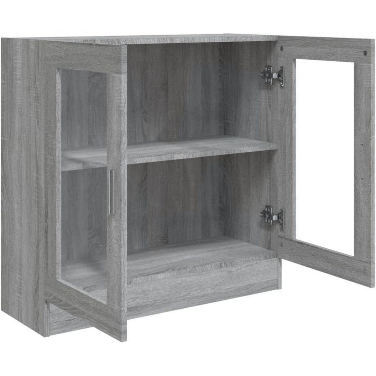 Grauer Bücherschrank mit Vitrine – 82,5 x 30,5 x 80 cm