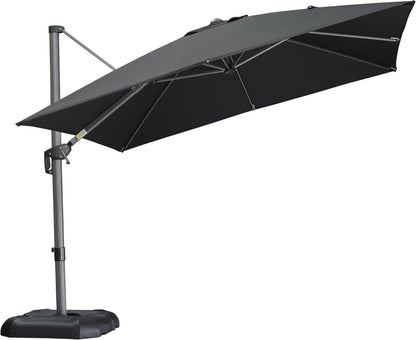 Sonnenschirm Rechteckig Aluminium Ampelschirm Schwarz 300x400cm