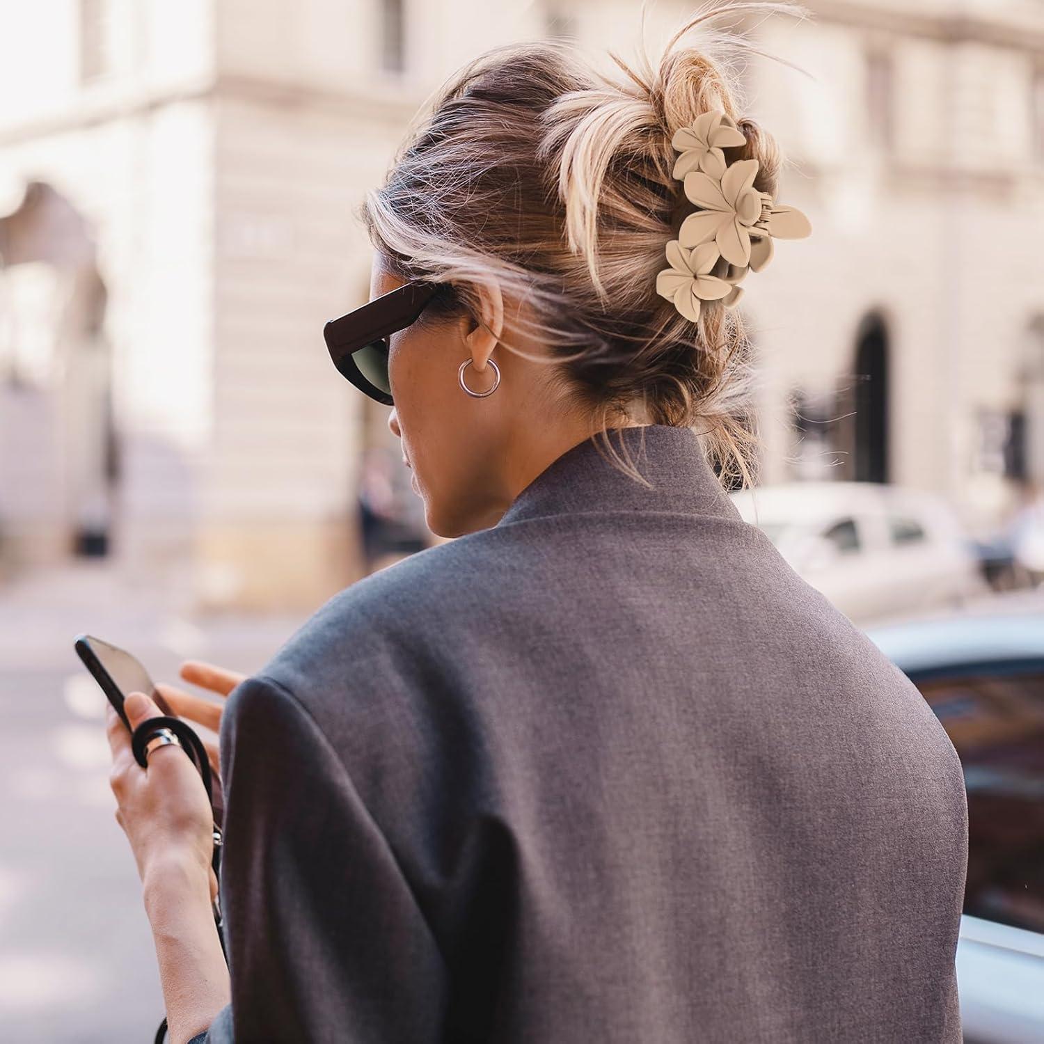 6er Pack Große Blumen Haarklammer, 11cm für dickes