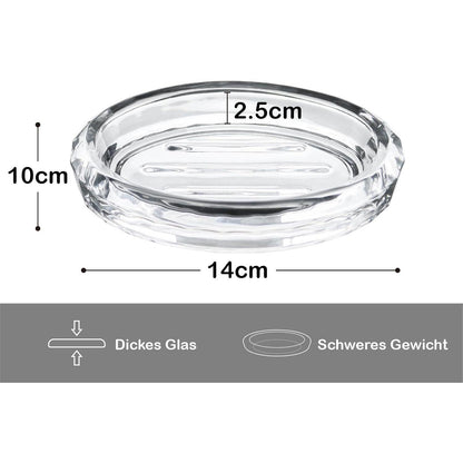 Glas Seifenschale mit Rillen – Moderner Seifenhalter für Waschbecken