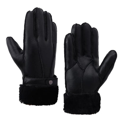 Herren Shearling Lederhandschuhe warm XL Schwarz