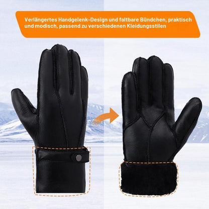 Herren Shearling Lederhandschuhe warm XL Schwarz