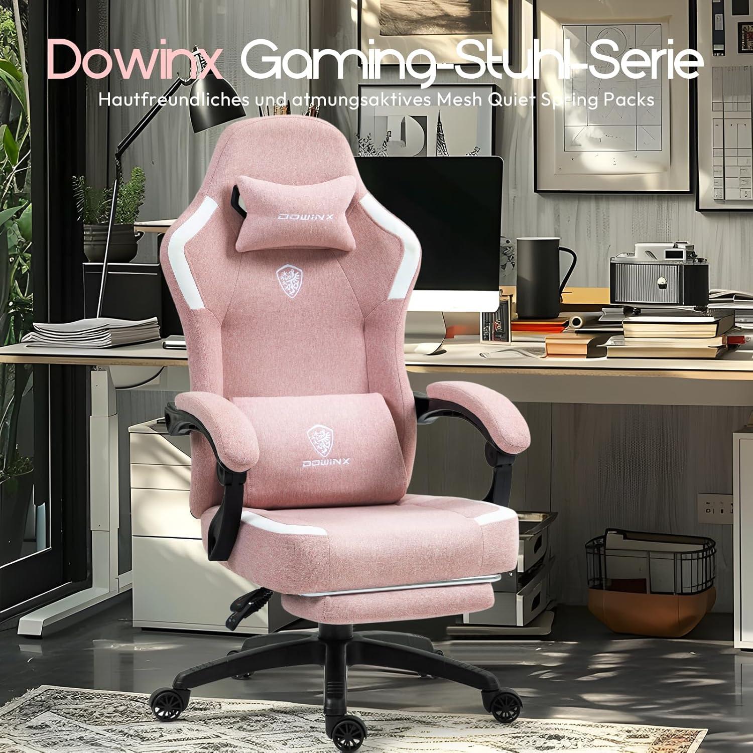 Gaming Stuhl Stoff Massage Fußstütze Ergonomisch Bürostuhl 150 kg