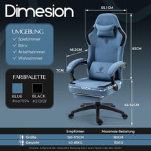 Dowinx Gaming Stuhl Stoff mit Massage und Fußstütze Blau
