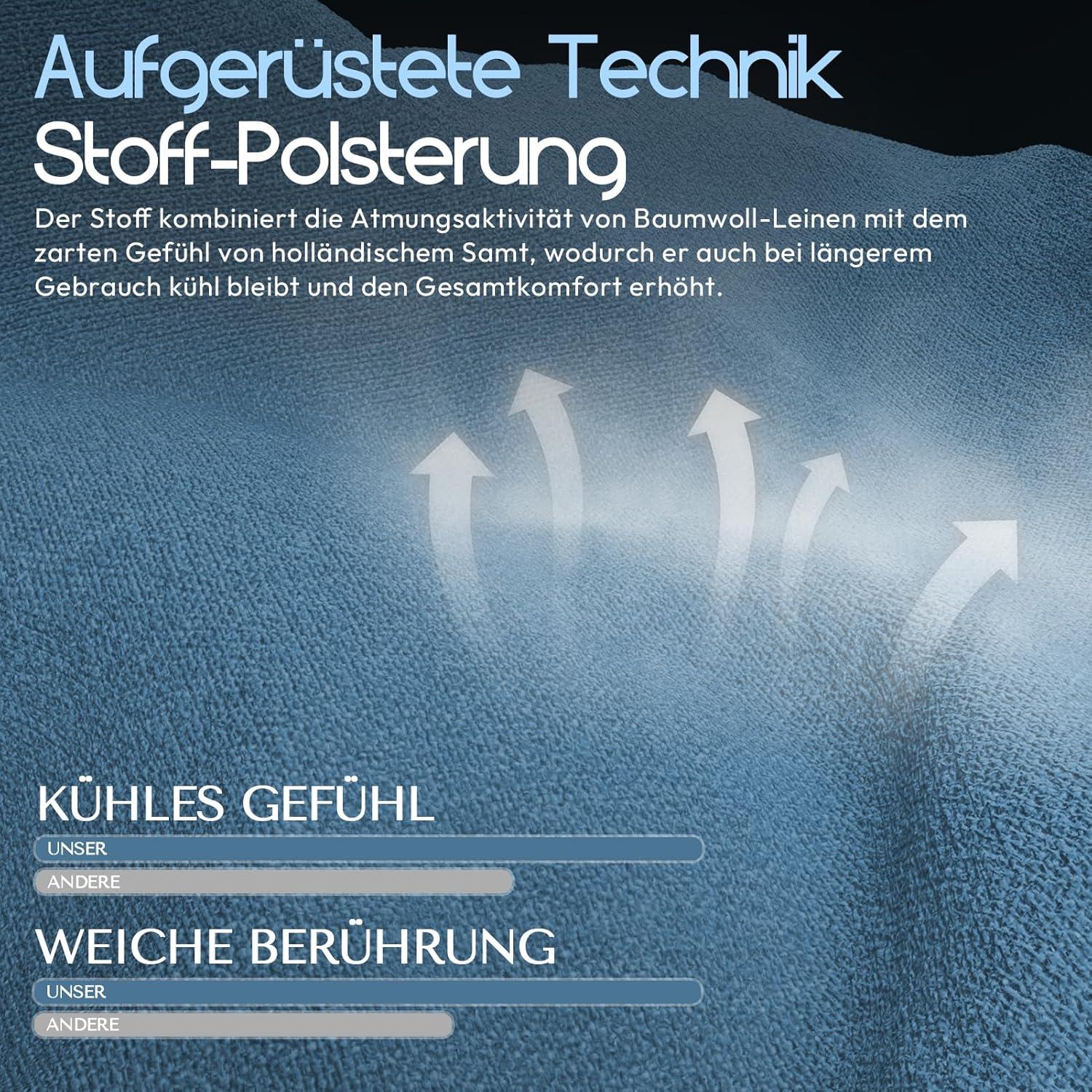 Gaming Stuhl Stoff mit Massage und Fußstütze Blau 150 kg