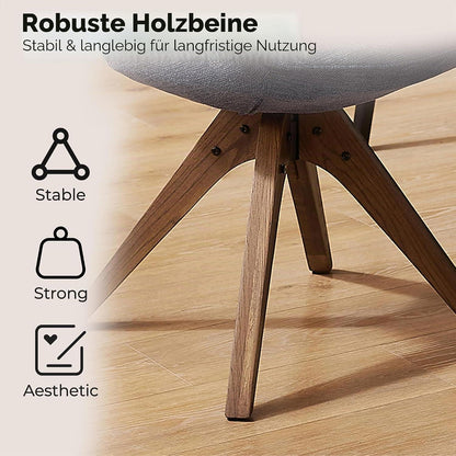 Drehstuhl Esszimmer Blau Leinen Polsterstuhl mit Armlehnen