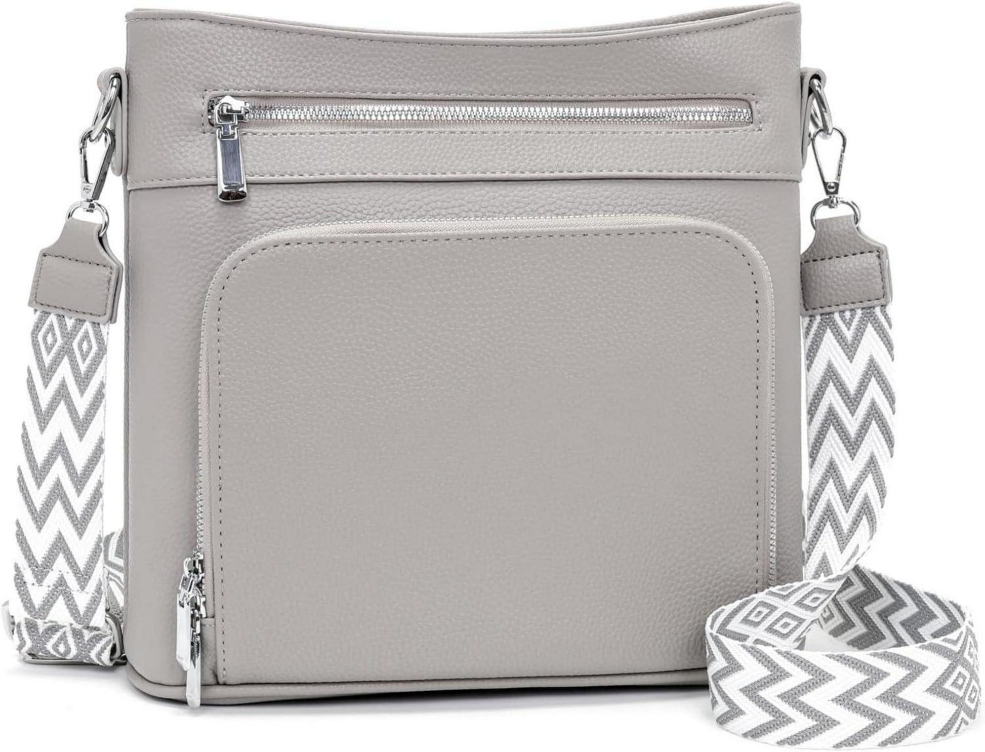 Handtasche Damen Mittelgroß Umhängetasche Vegan Leder Crossbody Grau