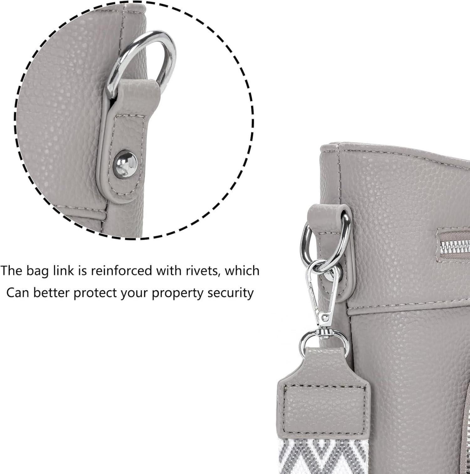 Handtasche Damen Mittelgroß Umhängetasche Vegan Leder Crossbody Grau
