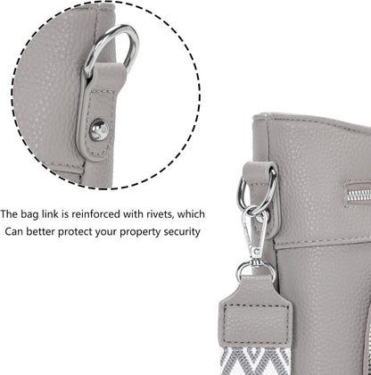Handtasche Damen Mittelgroß Umhängetasche Vegan Leder Crossbody Grau